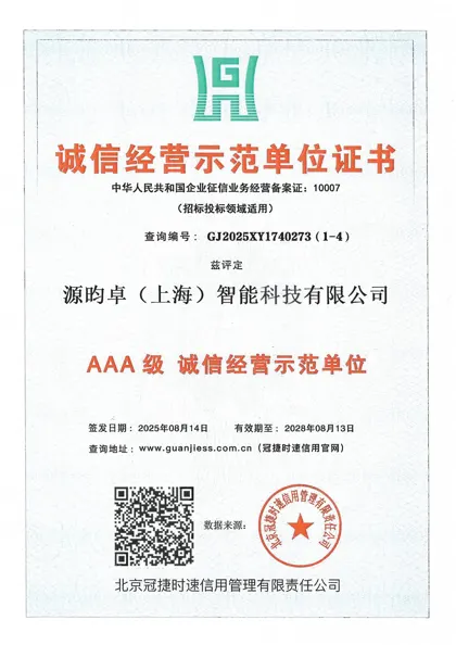 诚信经营示范单位证书